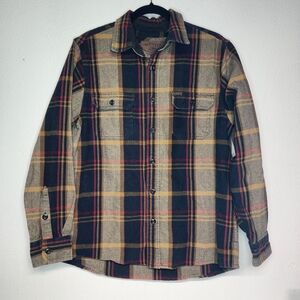 Orvis Men’s M Heavyweight Double Brushed Flannel Shirt Plaid Shacket Button Up